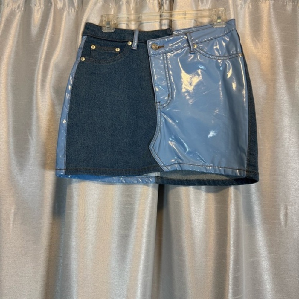 NWT Fashion Nova Blue Asymmetrical Mini Skirt Casual size small